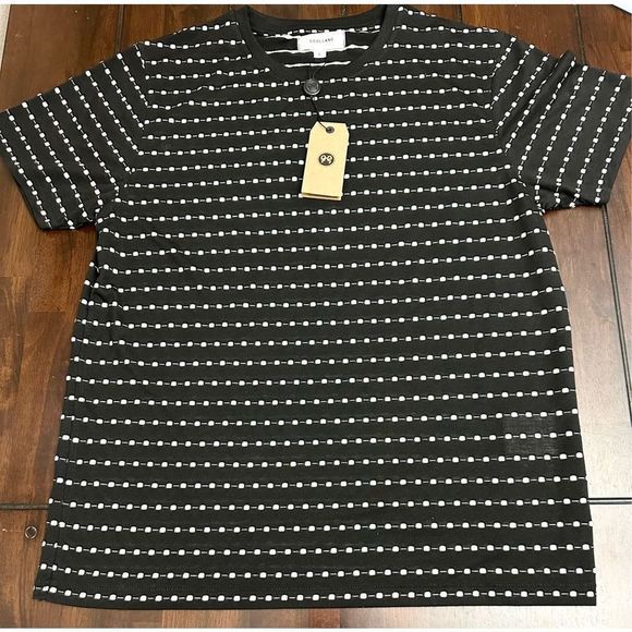 NWT Soulland - Fernell T-shirt with Embroidered Dots - BLACK / WHITE - Picture 3 of 7